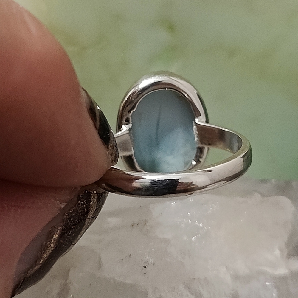 *SOLD* Natural Blue Larimar Ring .925 sz 6 - Picture 3 of 10